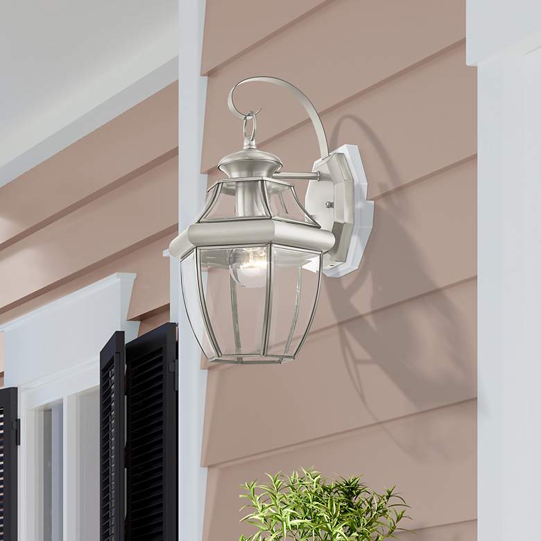 Image 7 Monterey Brushed Nickel Medium Base (E-26) Outdoor Wall Light more views