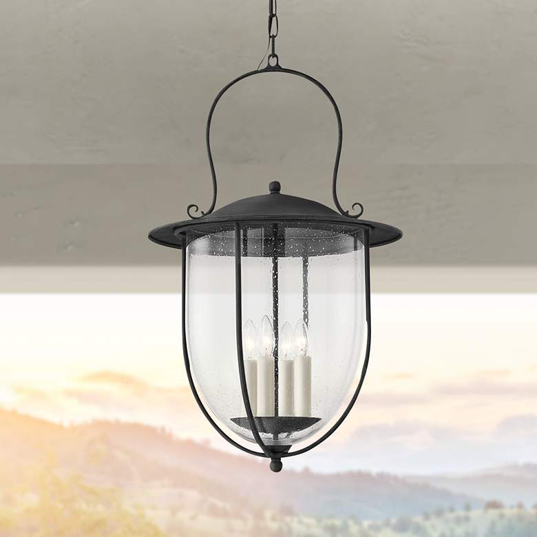 Image 1 Monterey County 31 inch High French Iron Outdoor Hanging Light