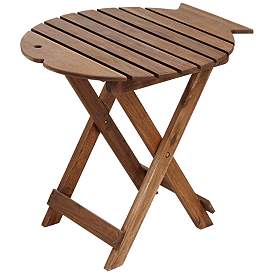 Image3 of Monterey Fish 21" Wide Natural Wood Outdoor Folding Table