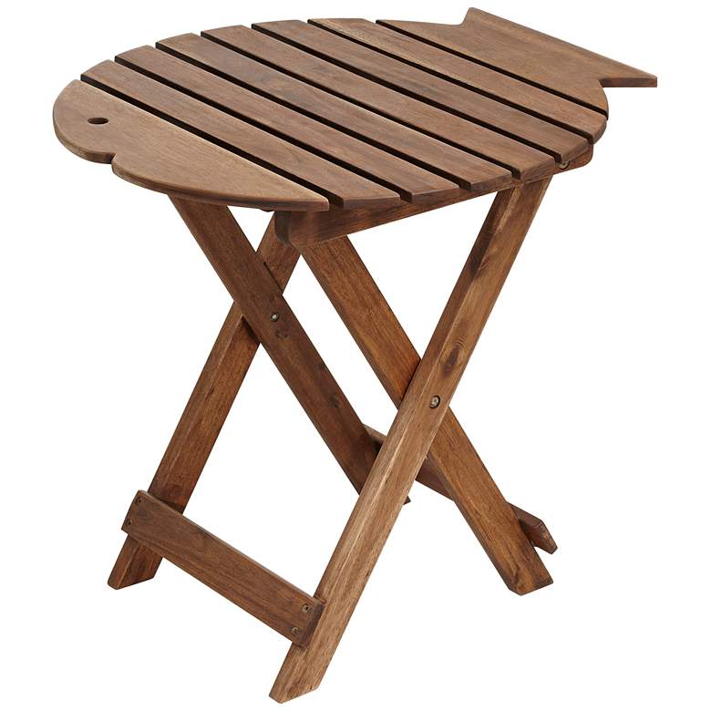 Image 3 Monterey Fish 21 inch Wide Natural Wood Outdoor Folding Table