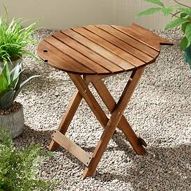 Image2 of Monterey Fish 21" Wide Natural Wood Outdoor Folding Table