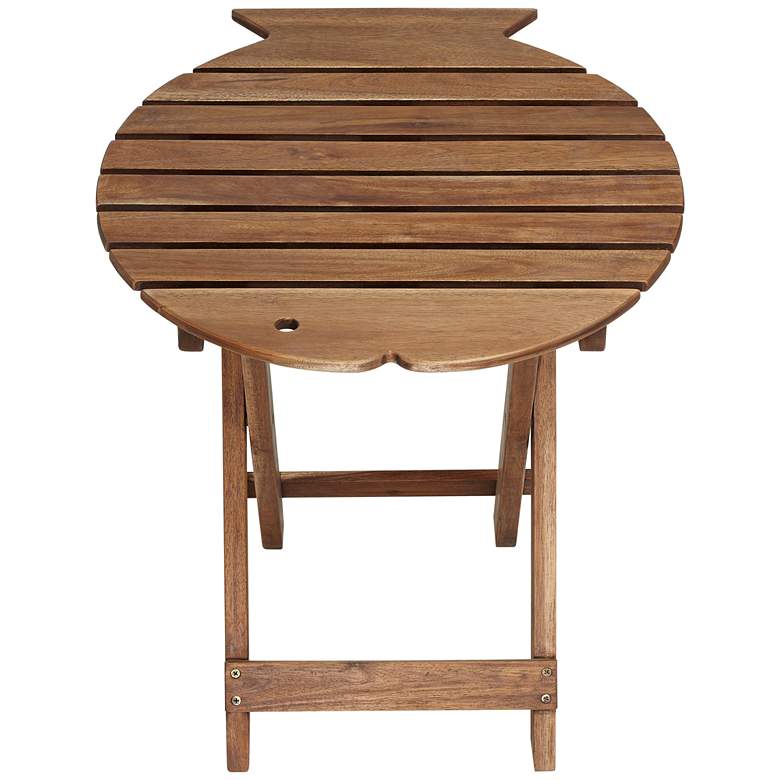 Image 6 Monterey Fish 21" Wide Natural Wood Outdoor Folding Table more views