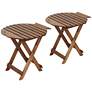 Monterey Fish 21" Wide Natural Wood Outdoor Folding Tables Set of 2