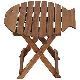 Image3 of Monterey Fish 21" Wide Natural Wood Outdoor Folding Tables Set of 2 more views