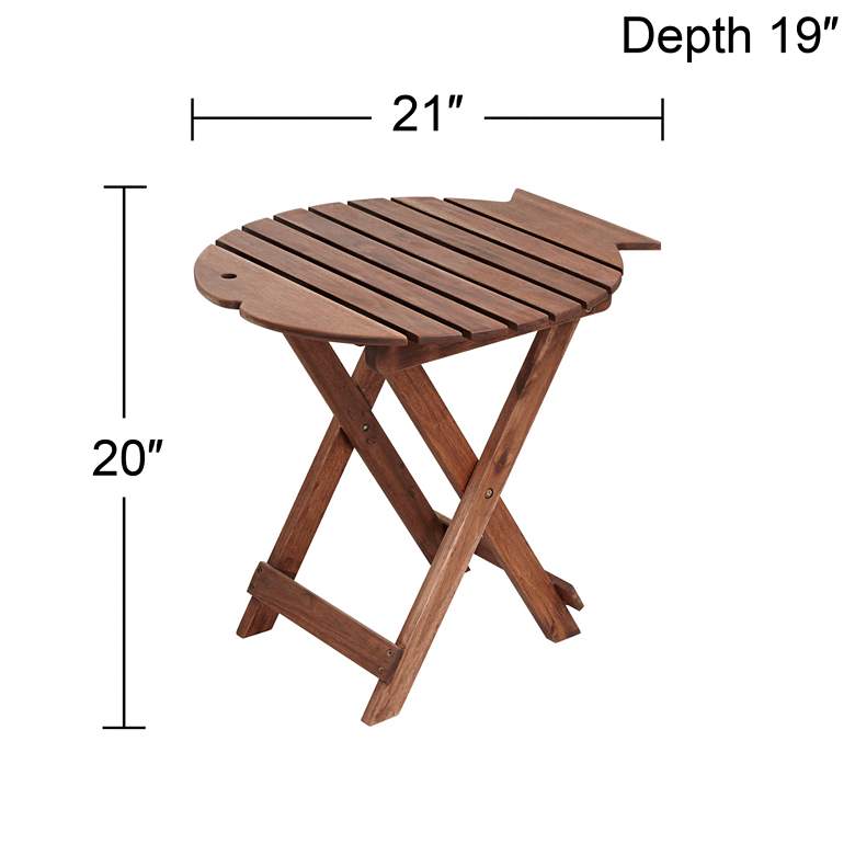 Image 6 Monterey Fish 21 inch Wide Natural Wood Outdoor Folding Tables Set of 2 more views