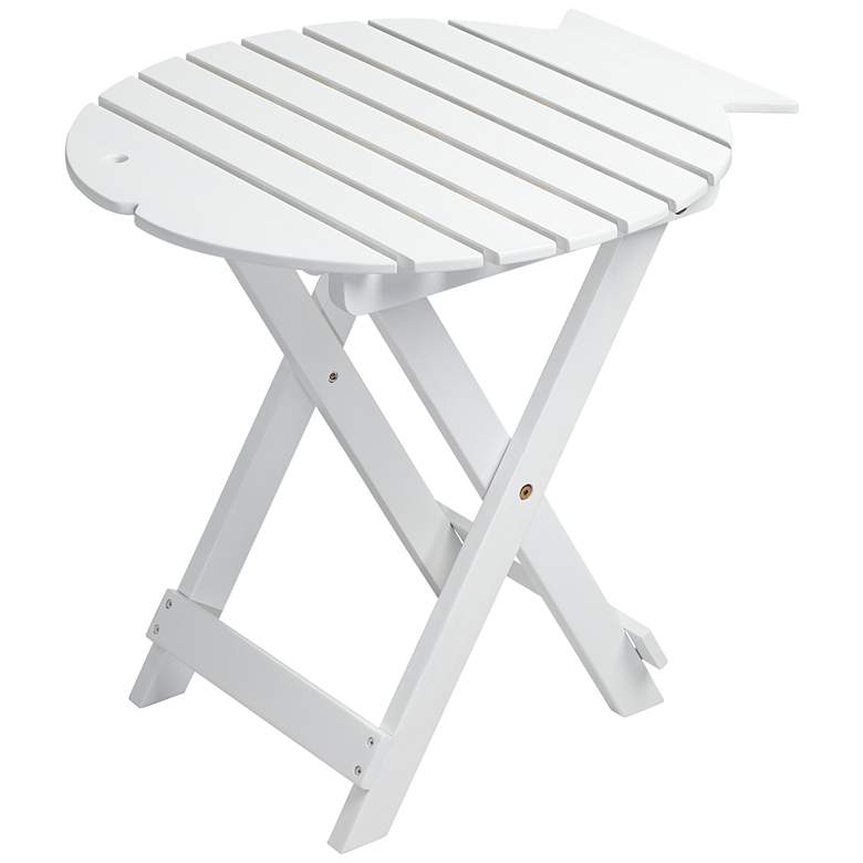 Image 1 Monterey Fish Wood White Outdoor Folding Table