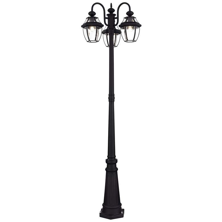 Image 1 Monterey Multi Head Black Outdoor Post Light with Clear Beveled Glass