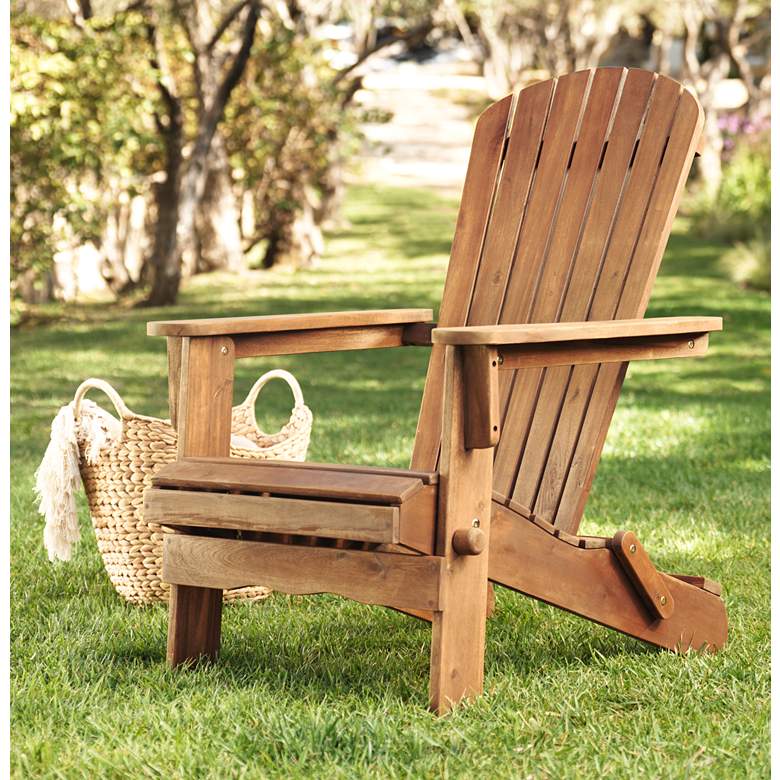 Image 1 Monterey Natural Wood Outdoor Folding Adirondack Chair