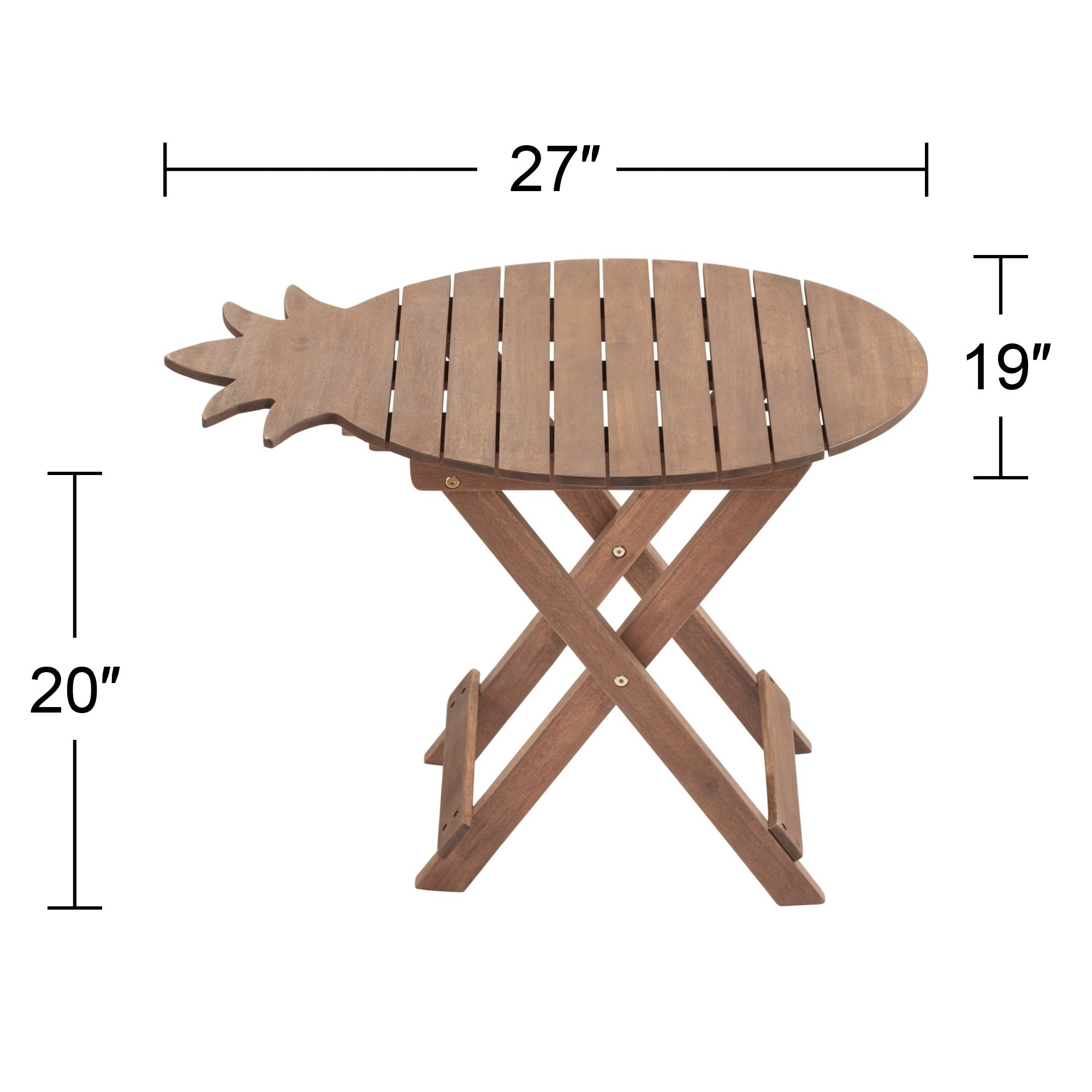 Monterey Pineapple Natural Wood Outdoor Folding Tables Set of 2
