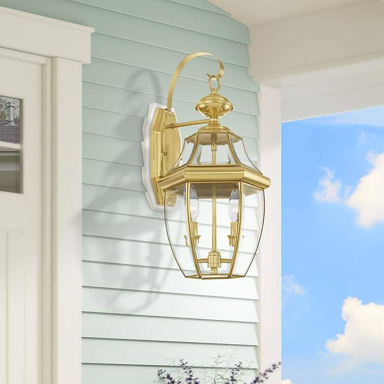 Image 1 Monterey Polished Brass Base (E-12) Outdoor Wall Light