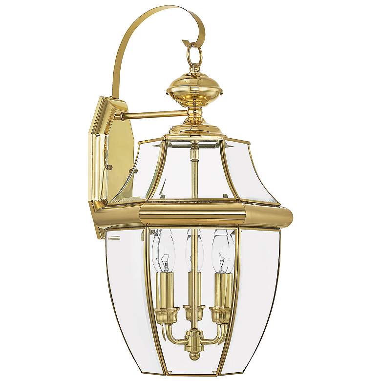 Image 4 Monterey Polished Brass Candelabra Base (E-12) Outdoor Wall Light more views