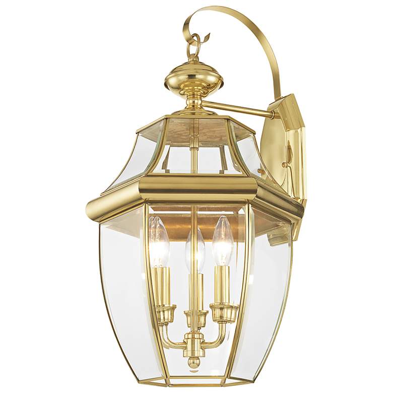 Image 5 Monterey Polished Brass Candelabra Base (E-12) Outdoor Wall Light more views
