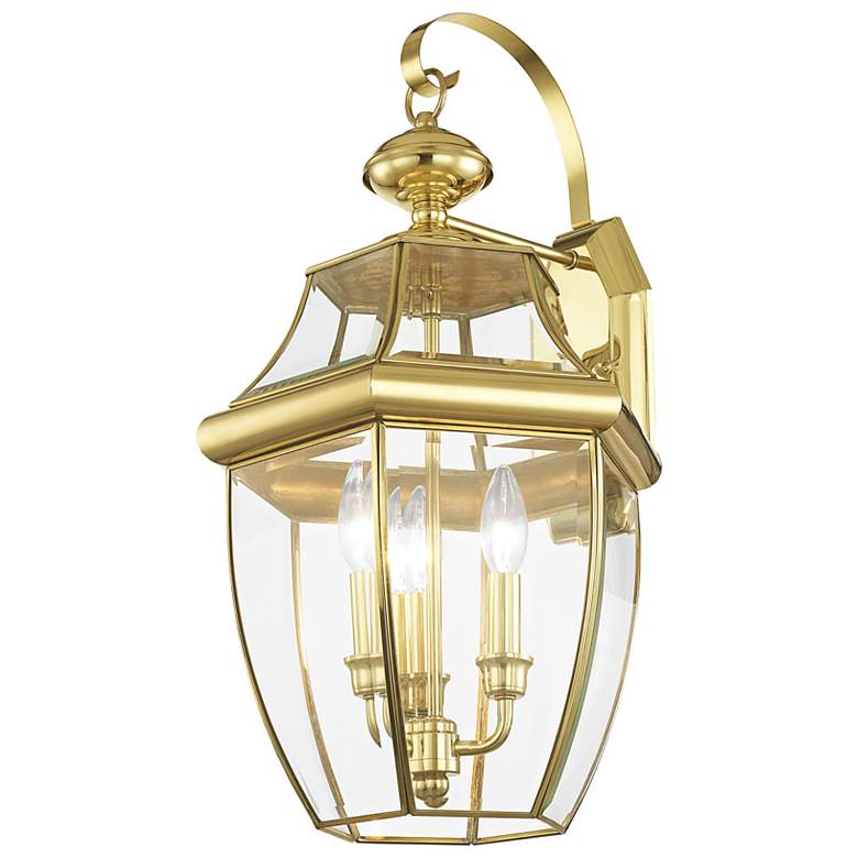 Image 6 Monterey Polished Brass Candelabra Base (E-12) Outdoor Wall Light more views