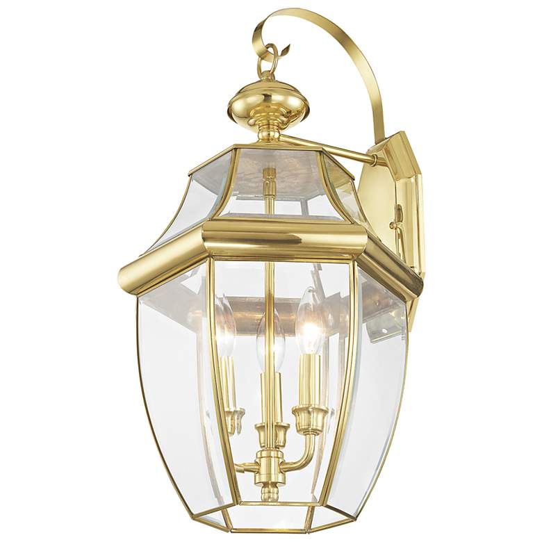 Image 7 Monterey Polished Brass Candelabra Base (E-12) Outdoor Wall Light more views