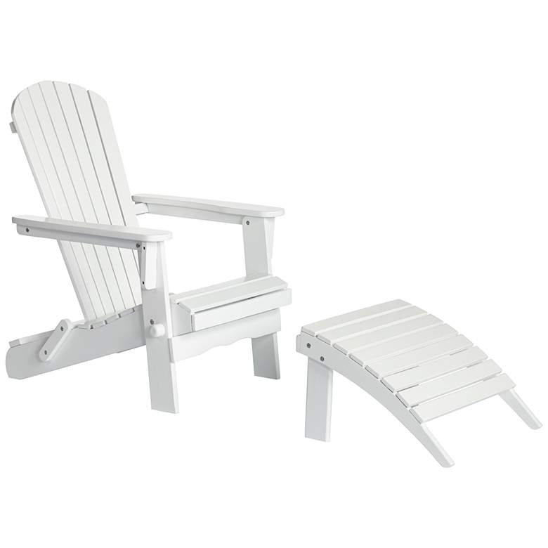 Image 1 Monterey White Wood Adirondack Chair and Ottoman