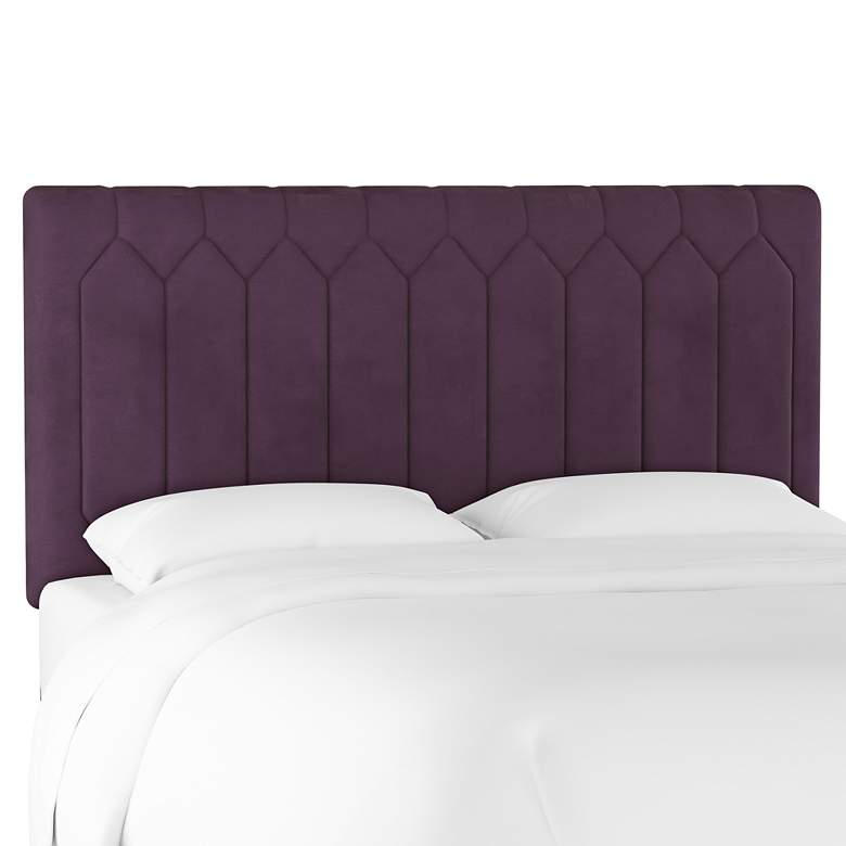 Image 1 Monterra Velvet Aubergine Fabric Upholstered Full Headboard