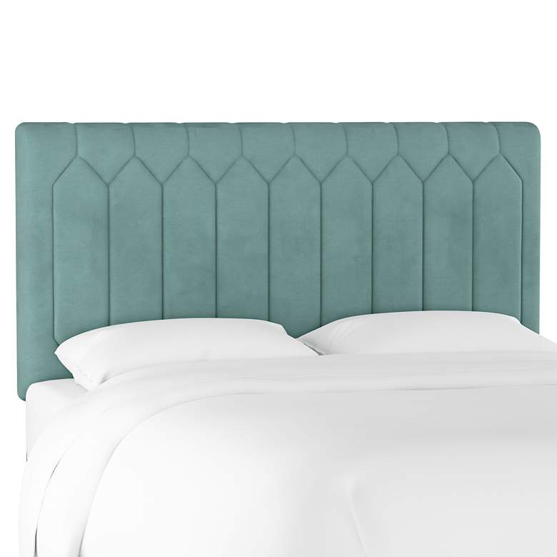 Image 1 Monterra Velvet Caribbean Fabric Upholstered Queen Headboard