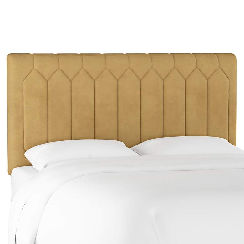 Image 1 Monterra Velvet Honey Fabric Upholstered Queen Headboard