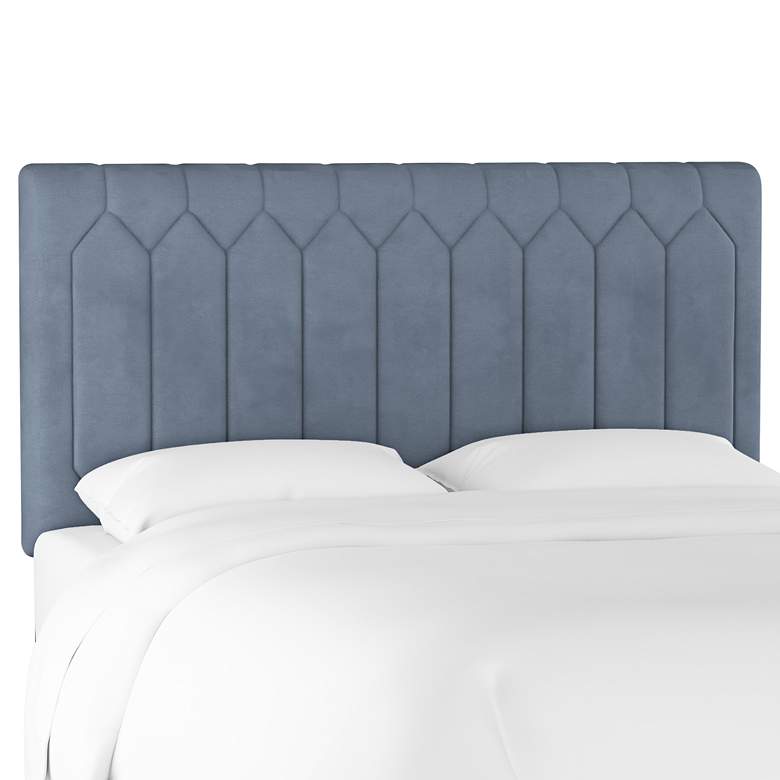 Image 1 Monterra Velvet Ocean Fabric Upholstered Full Headboard