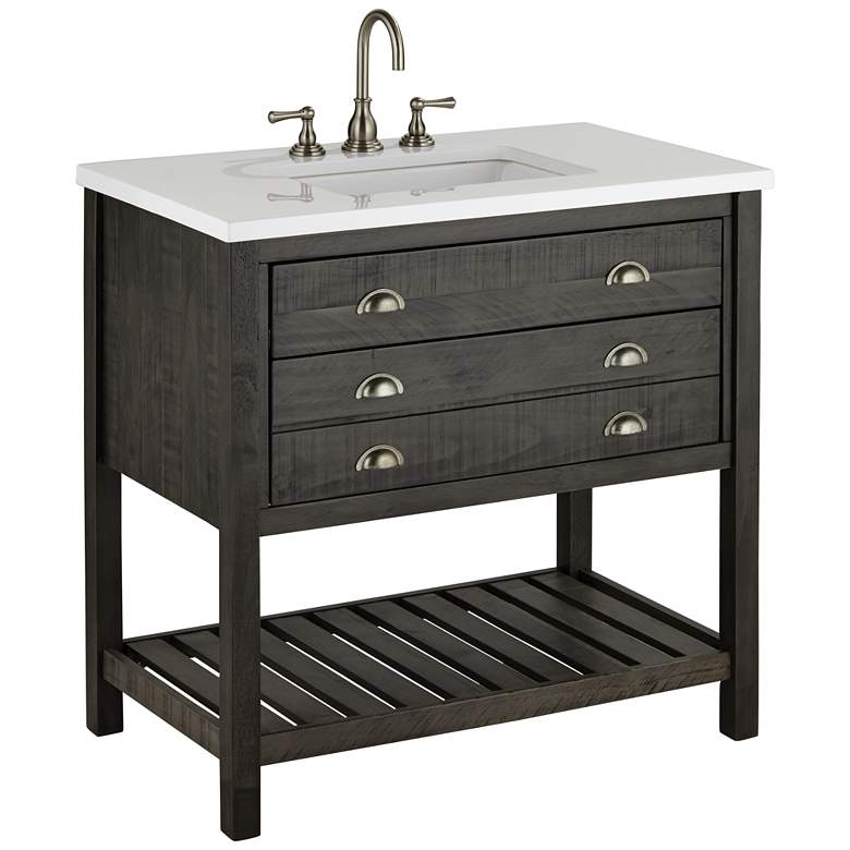 Image 3 Monterrey 37" Wide Gray and White Marble 1-Drawer Single Sink Vanity