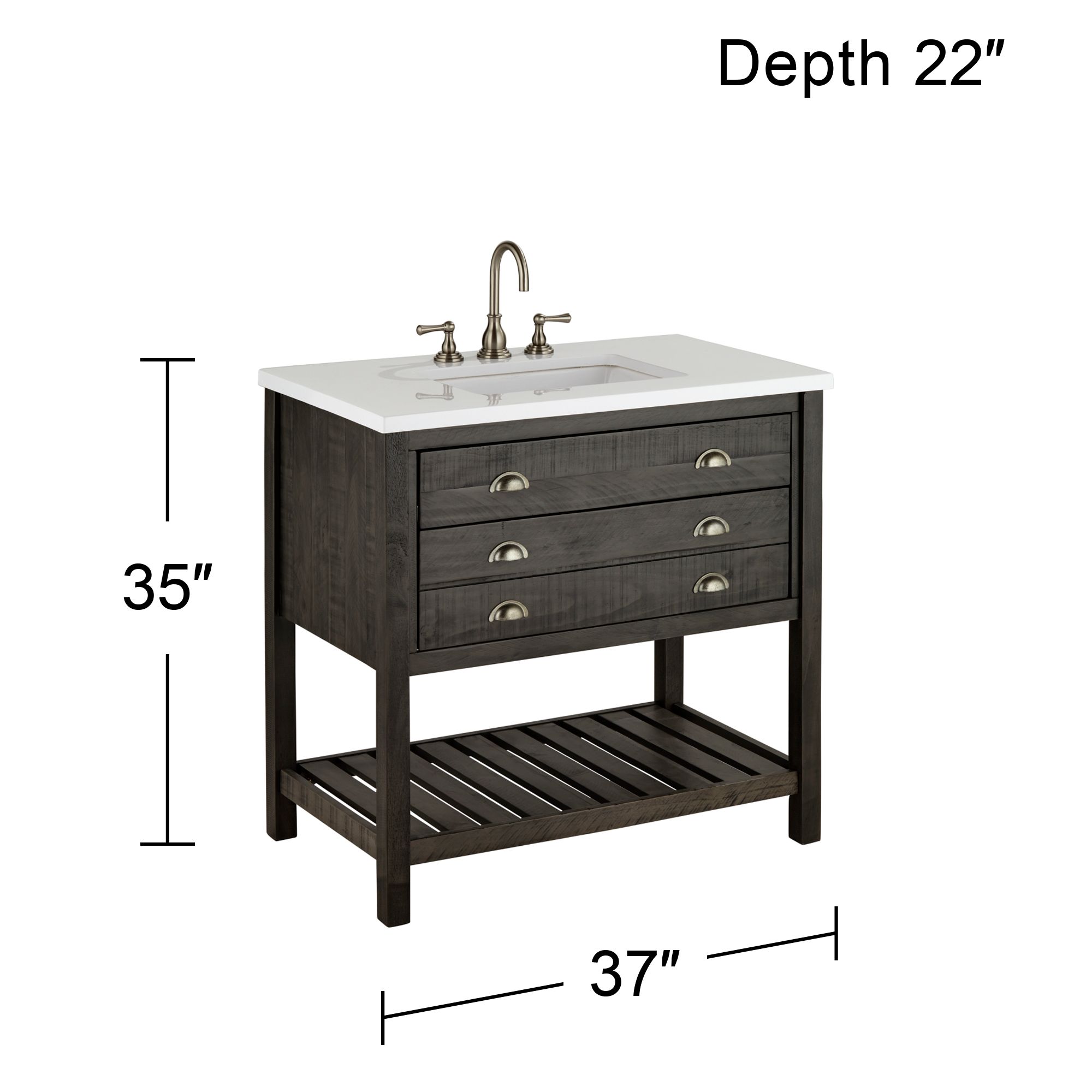Monterrey 37" Wide Gray and White Marble 1-Drawer Single Sink Vanity in scene