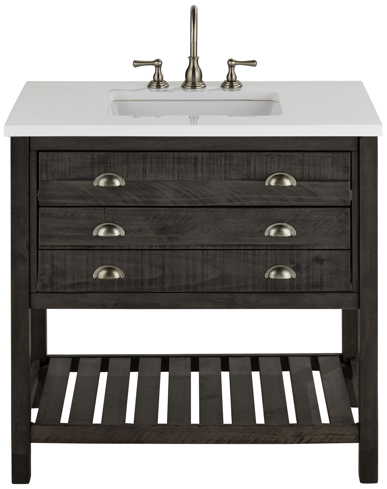 Monterrey 37" Wide Gray and White Marble 1-Drawer Single Sink Vanity in scene