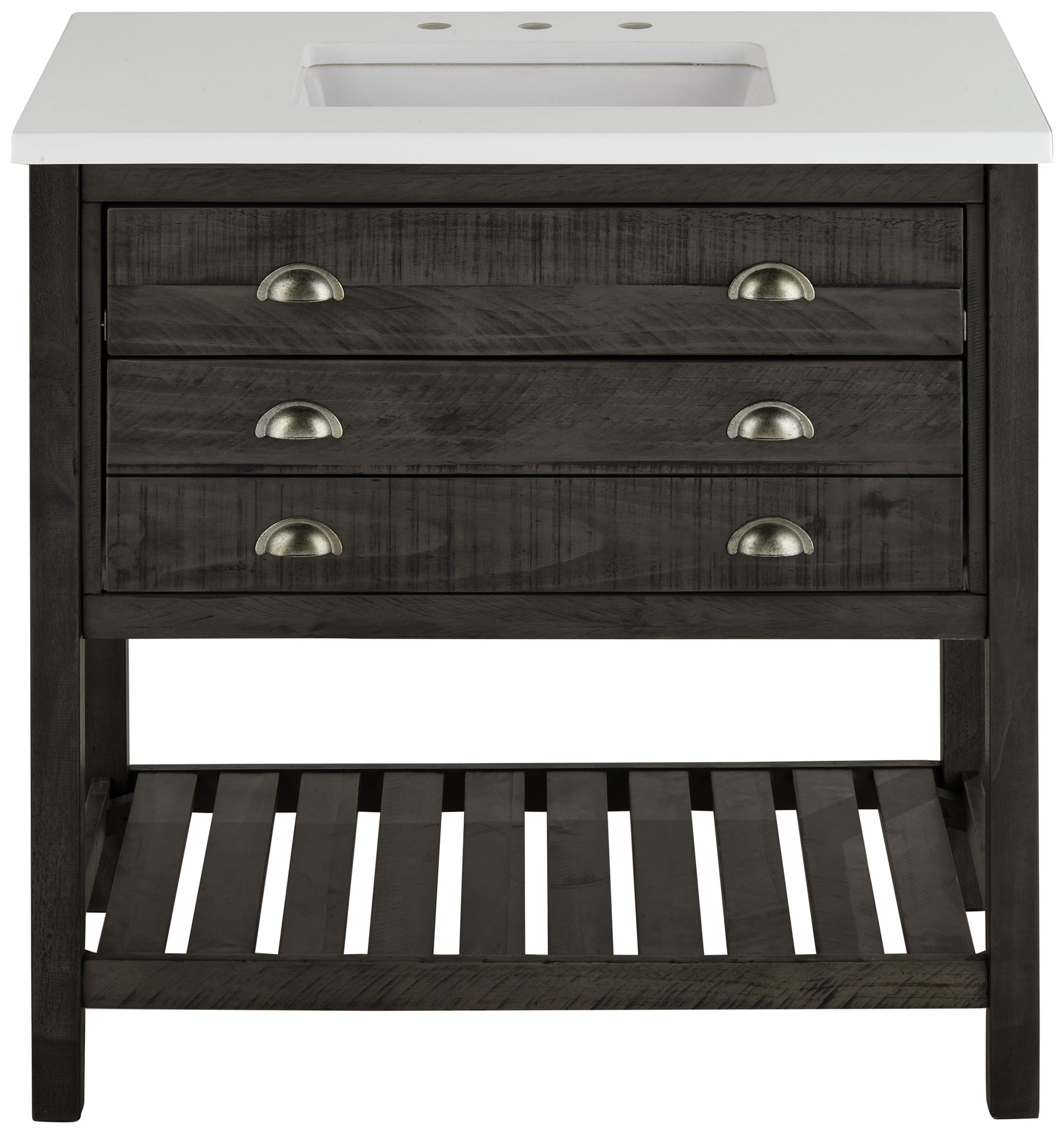 Monterrey 37" Wide Gray and White Marble 1-Drawer Single Sink Vanity in scene