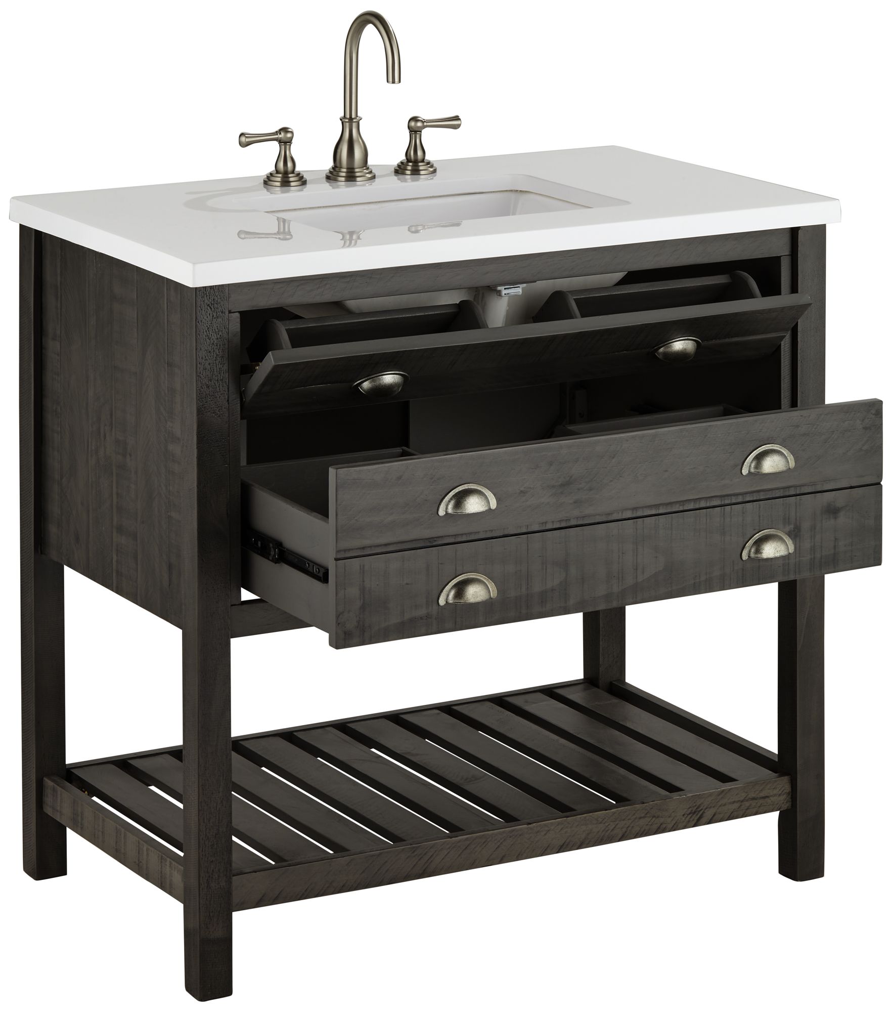 Monterrey 37" Wide Gray and White Marble 1-Drawer Single Sink Vanity in scene