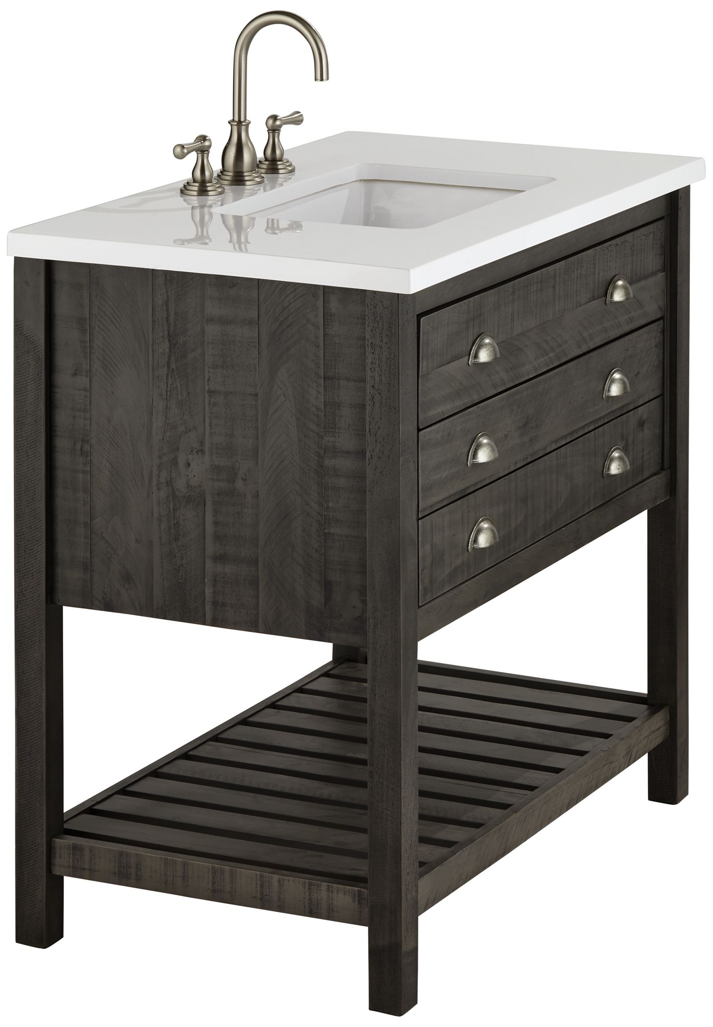 Monterrey 37" Wide Gray and White Marble 1-Drawer Single Sink Vanity in scene