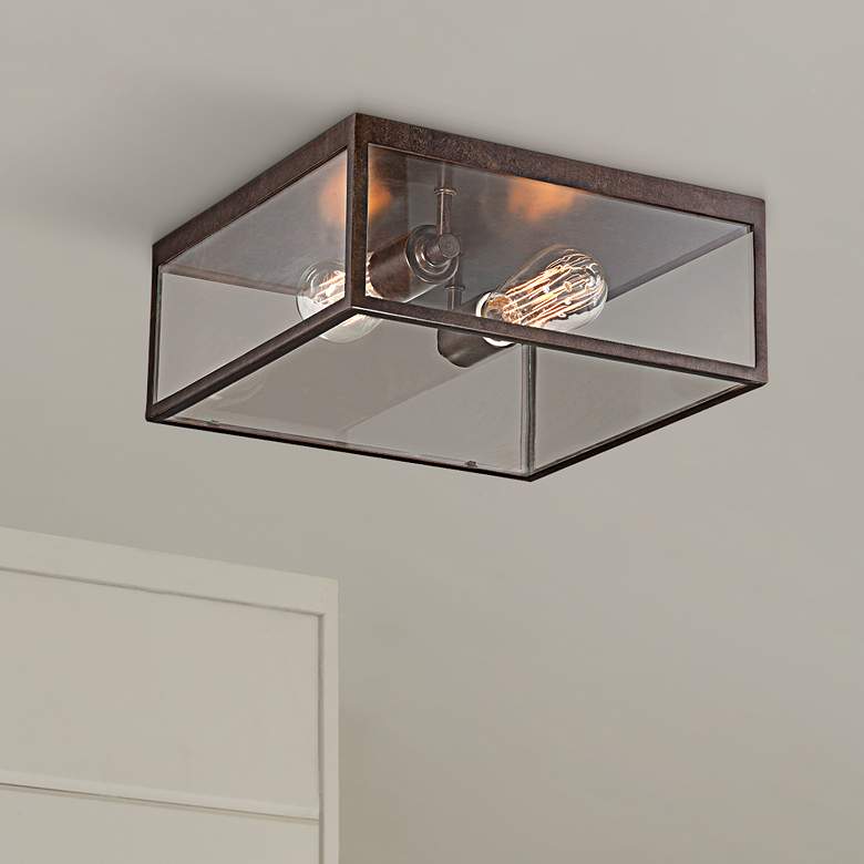 Montesidro 12&quot;W Bronze and Glass Outdoor Ceiling Light