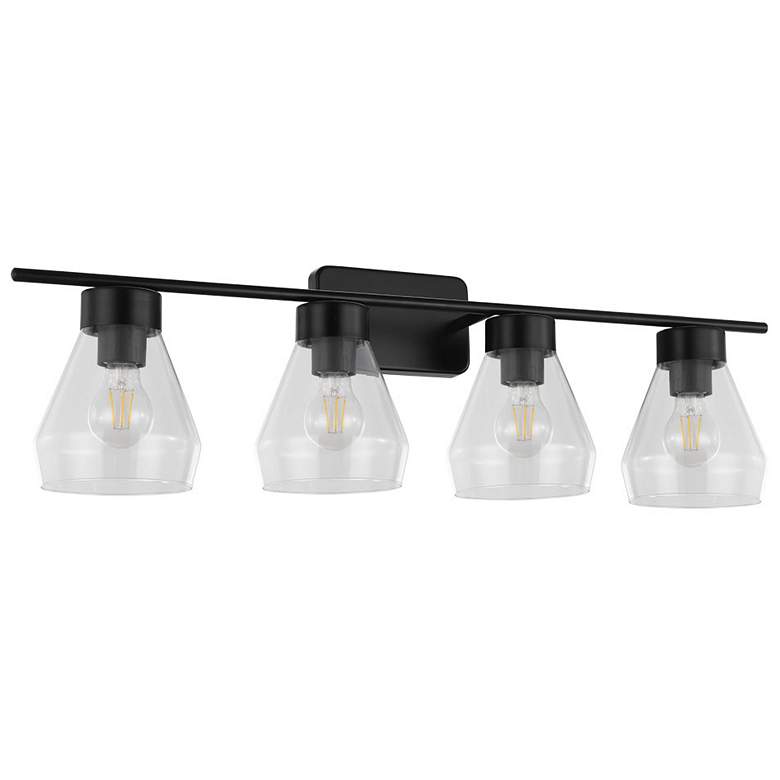 Image 1 Montey 1 32"W 4 Light Vanity Bath Light Matte Black Clear