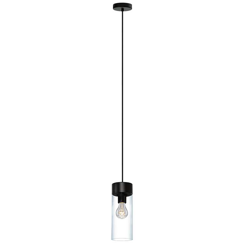 Image 1 Montey - 1-Light Pendant - Matte Black - Clear Cylindrical Glass