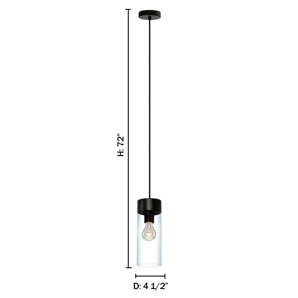 Image 4 Montey - 1-Light Pendant - Matte Black - Clear Cylindrical Glass more views