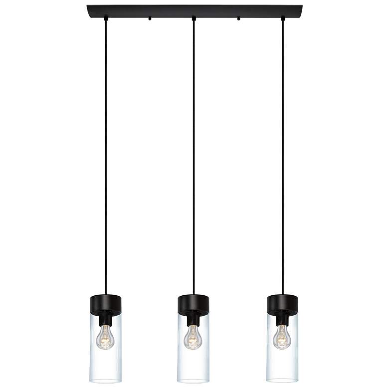 Image 1 Montey - 3-Light Multi-Light Linear Pendant - Matte Black - Clear Glass