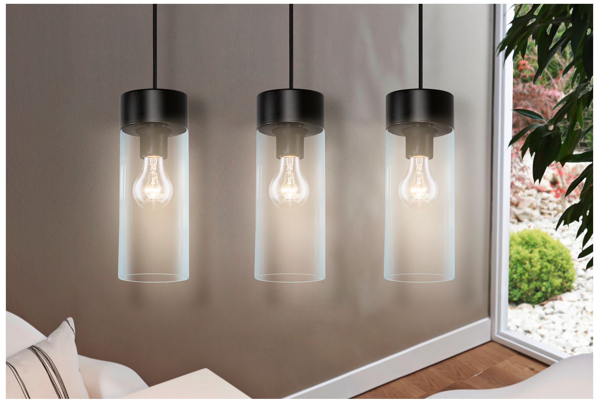 Image 2 Montey - 3-Light Multi-Light Linear Pendant - Matte Black - Clear Glass more views