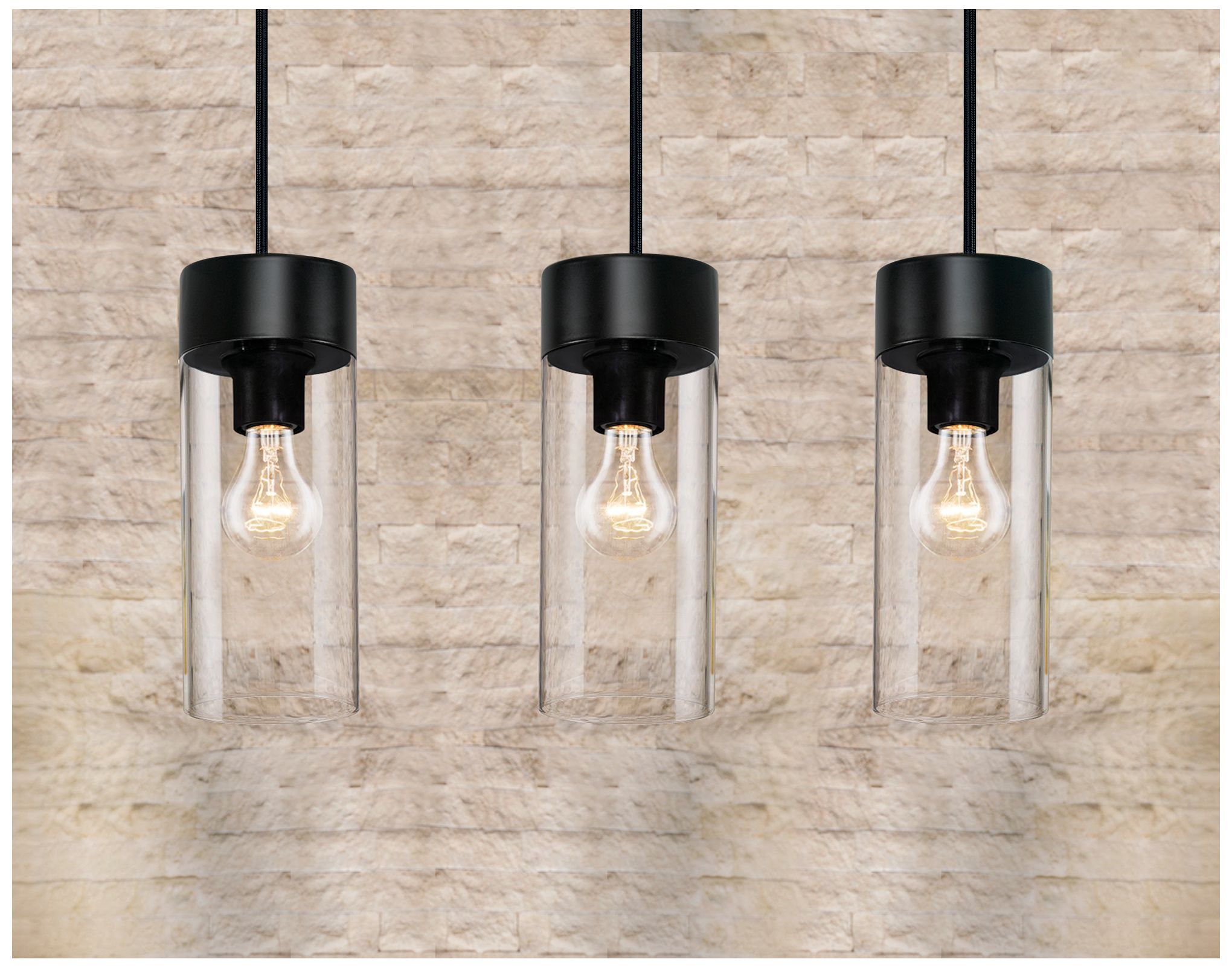 Image 3 Montey - 3-Light Multi-Light Linear Pendant - Matte Black - Clear Glass more views