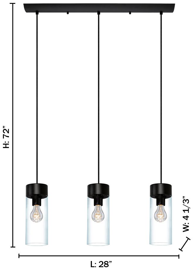 Image 4 Montey - 3-Light Multi-Light Linear Pendant - Matte Black - Clear Glass more views