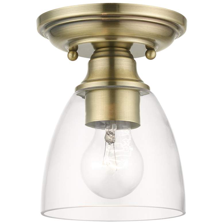Image 1 Montgomery 1 Light Antique Brass Petite Semi-Flush