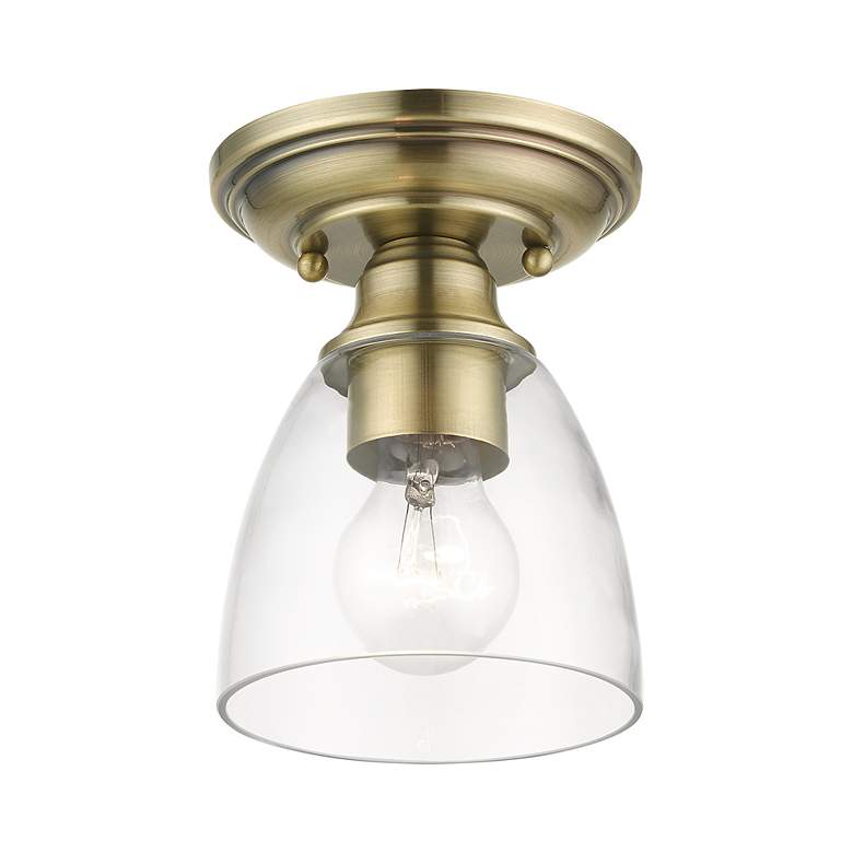 Image 3 Montgomery 1 Light Antique Brass Petite Semi-Flush more views