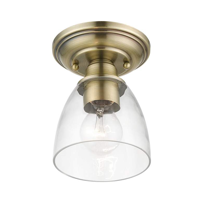 Image 4 Montgomery 1 Light Antique Brass Petite Semi-Flush more views