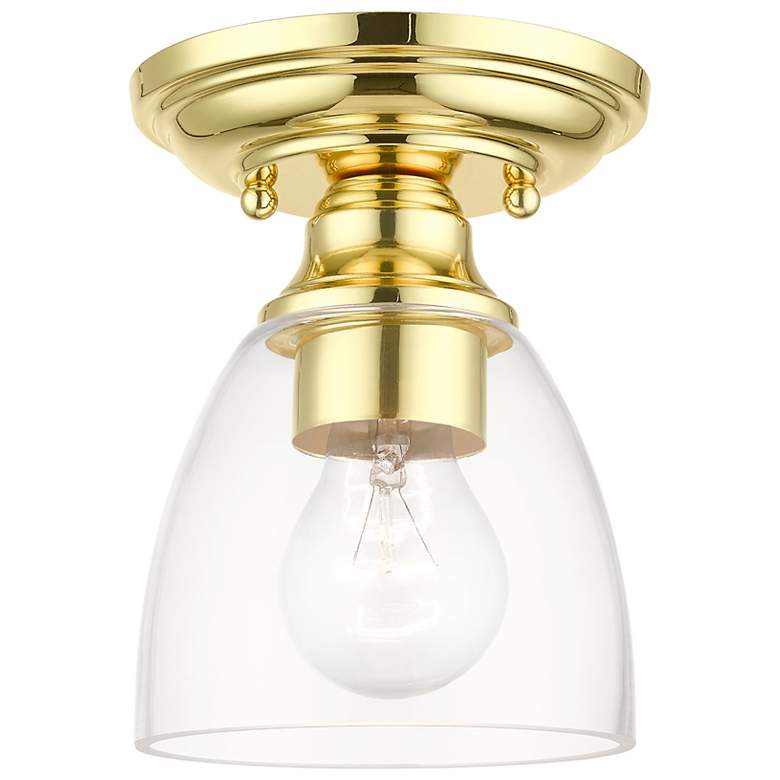 Image 2 Montgomery 1 Light Polished Brass Petite Semi-Flush