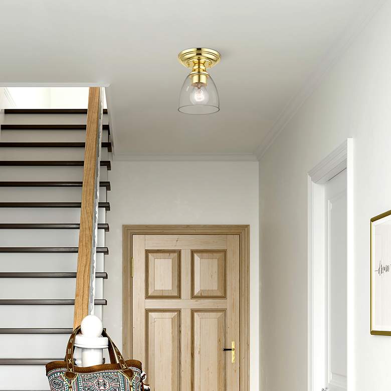 Image 6 Montgomery 1 Light Polished Brass Petite Semi-Flush more views