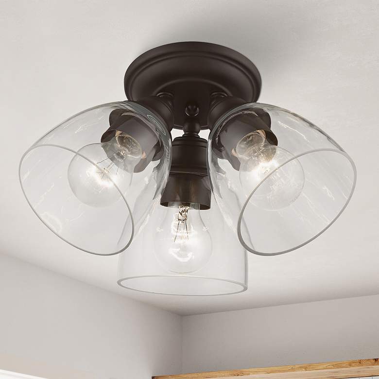 Image 1 Montgomery 14 1/4" Wide Bronze 3-Light Ceiling Light