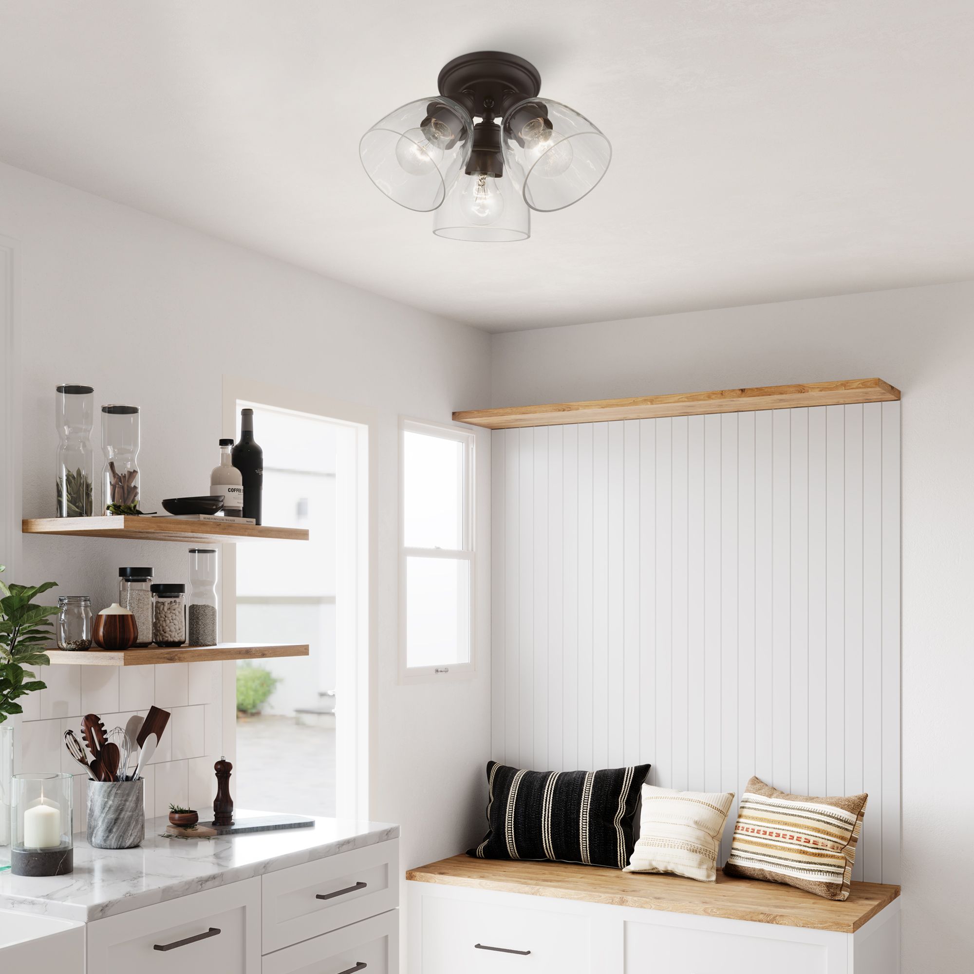 Montgomery 14 1/4" Wide Bronze 3-Light Ceiling Light in scene