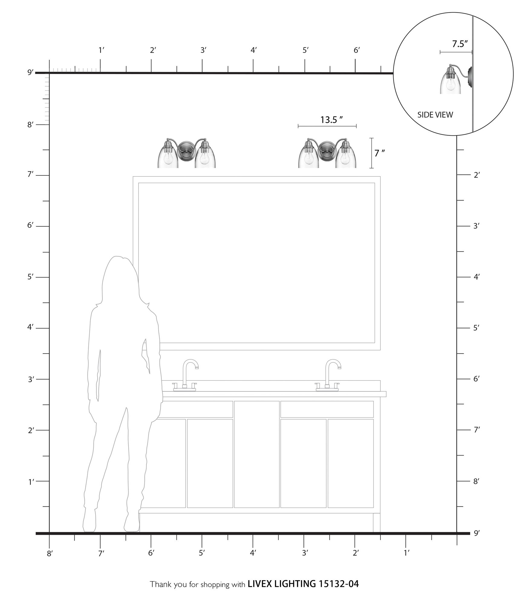 Montgomery 2 Light Black Vanity Sconce