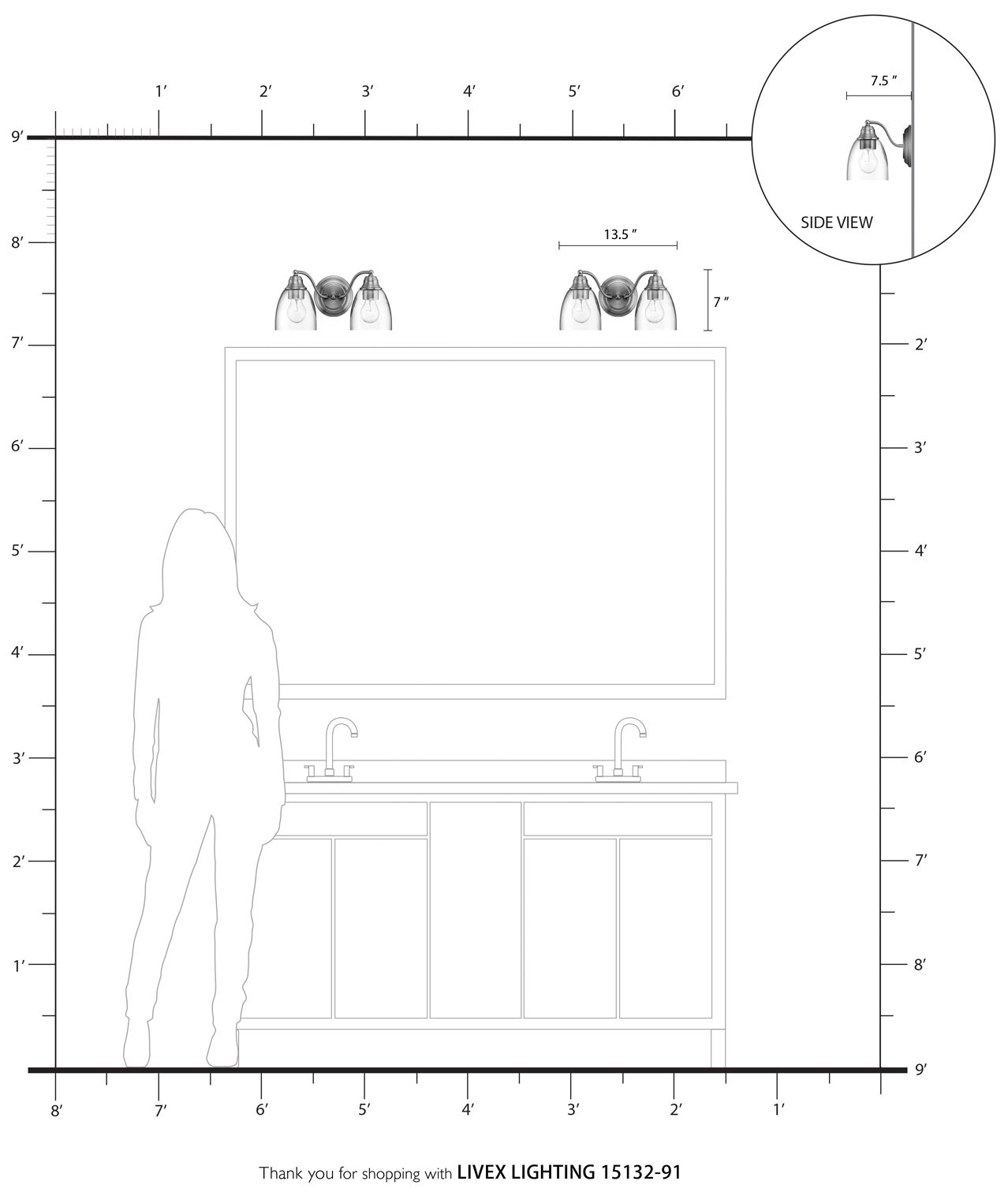 Montgomery 2 Light Brushed Nickel Vanity Sconce