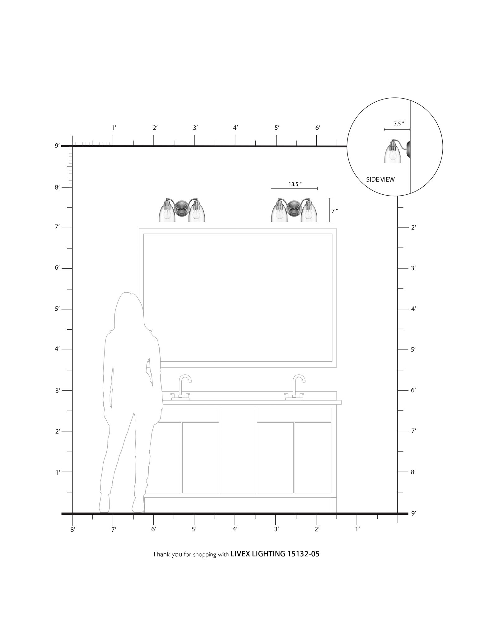 Montgomery 2 Light Polished Chrome Vanity Sconce