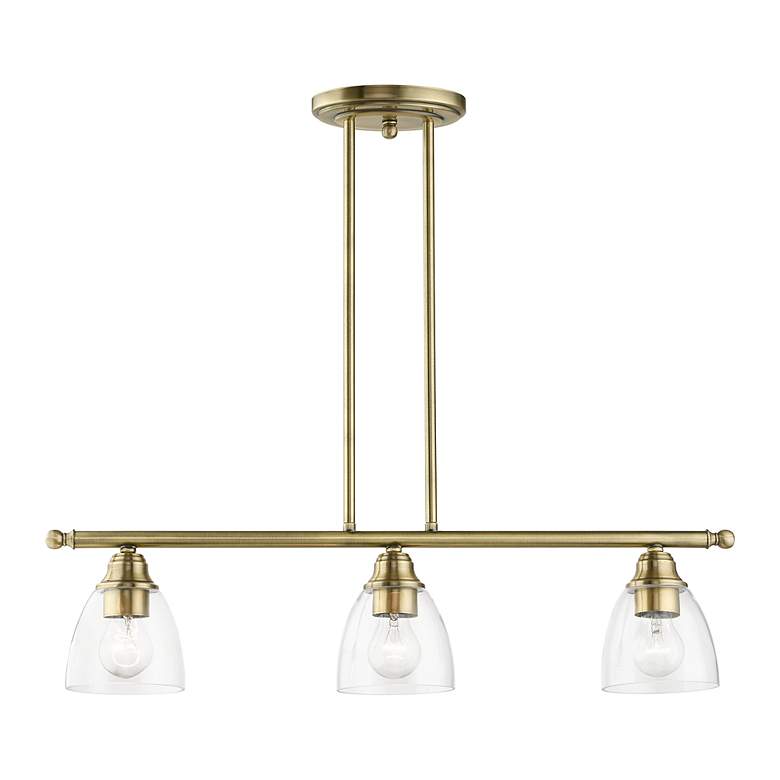 Image 3 Montgomery 3 Light Antique Brass Linear Chandelier more views