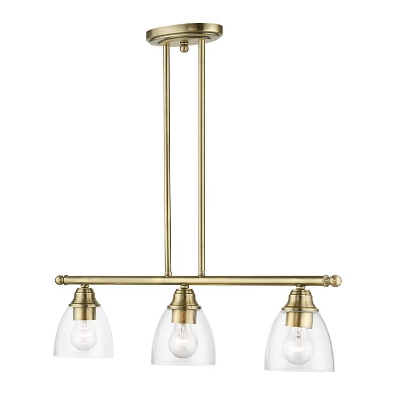 Image 4 Montgomery 3 Light Antique Brass Linear Chandelier more views