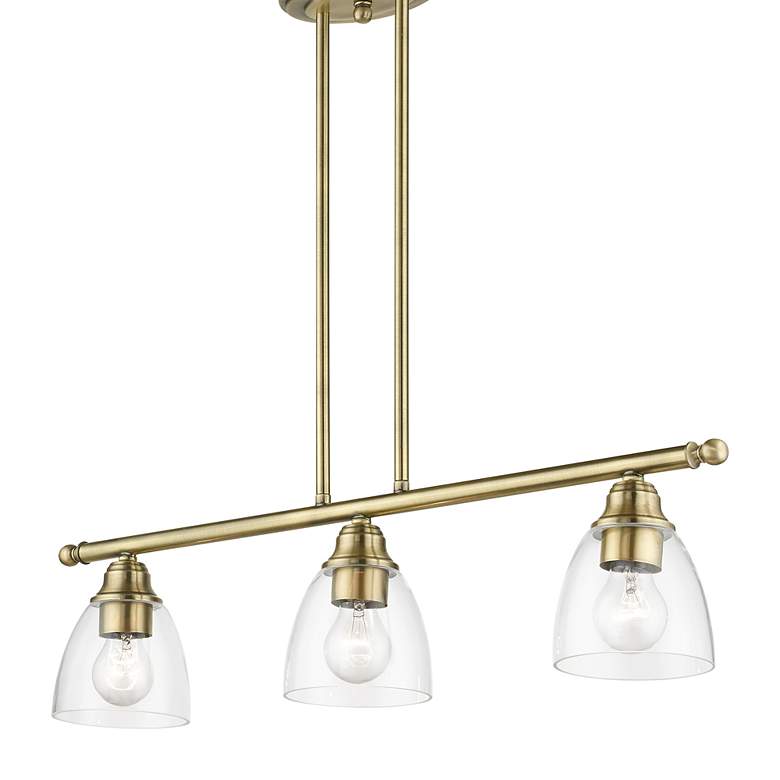 Image 5 Montgomery 3 Light Antique Brass Linear Chandelier more views